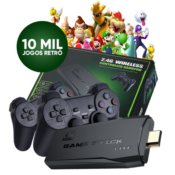 Game Stick com 10mil Jogo Retrô 4K com 2 Controles